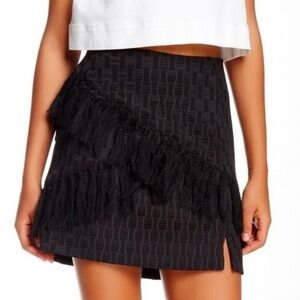 NWT WAYF Black Tassel Fringe Mini Skirt, Size M